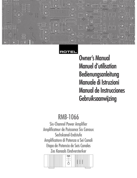 Rotel RMB-1066 Manual pdf